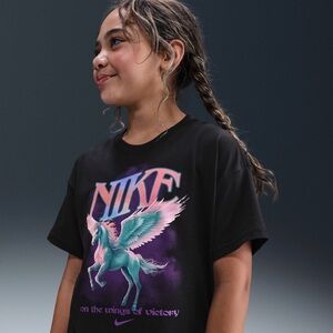 Nike Black Short-Sleeve Tee with Teal & Pink Pegasus Graphic